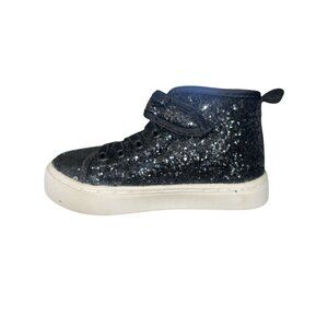 Wonder Nation Toddler Girls Size 7 Black Glitter Hi-Top Athletic Sneakers Shoes